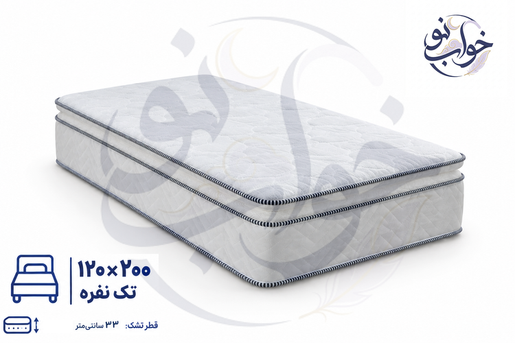 تشک رویال مدل پددار سوپر طبی فنری میکرو یک نفره 120×200 با پد اسفنجی 5 سانت 10سال ضمانت