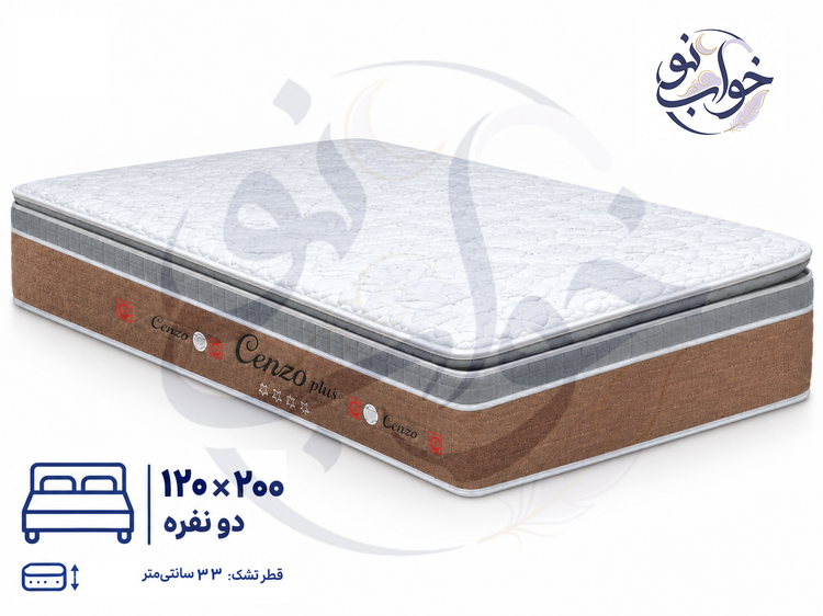 تشک کنزو سوپر طبی فنری پددار اسفنجی 120×200 - 10 سال ضمانت